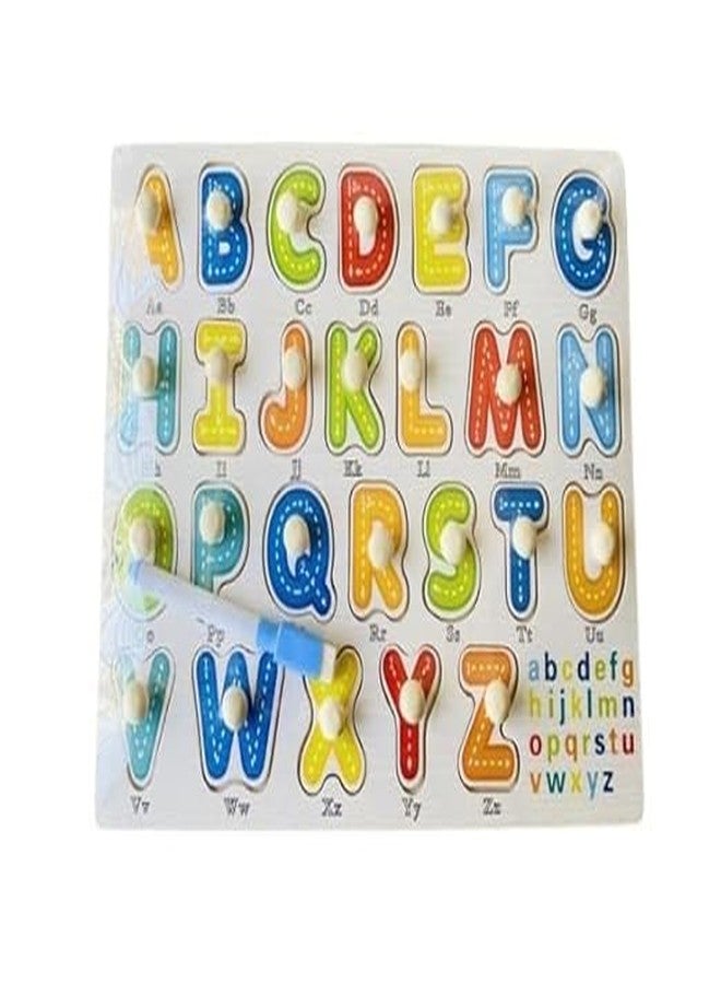 NEKSTY Wooden Uppercase Alphabet Pegged Knob Toy with Sketch Board and Pen - Image 1